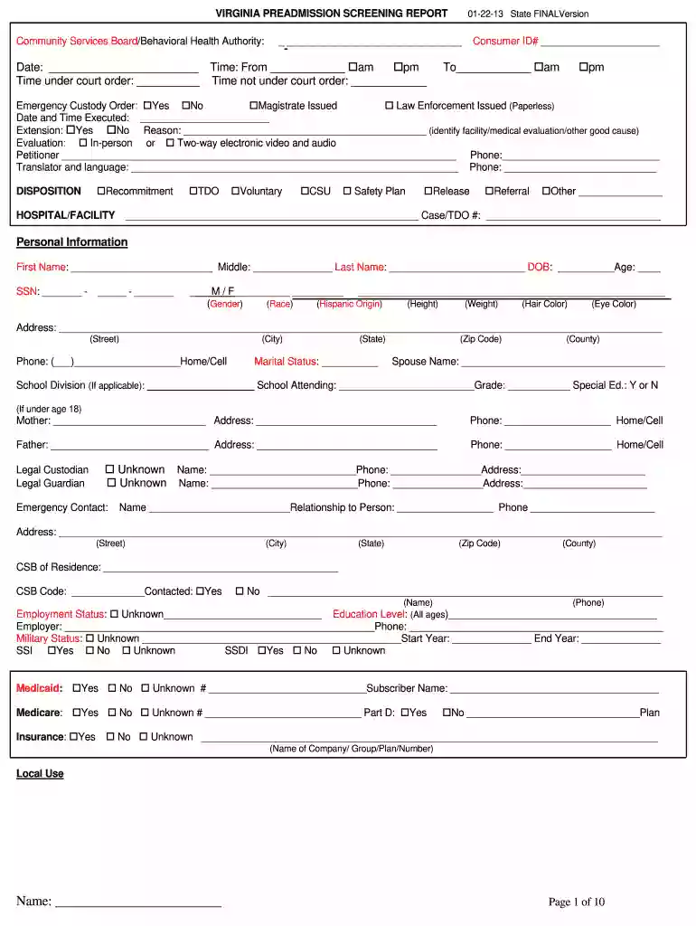 pasrr level 2 form Preview on Page 1