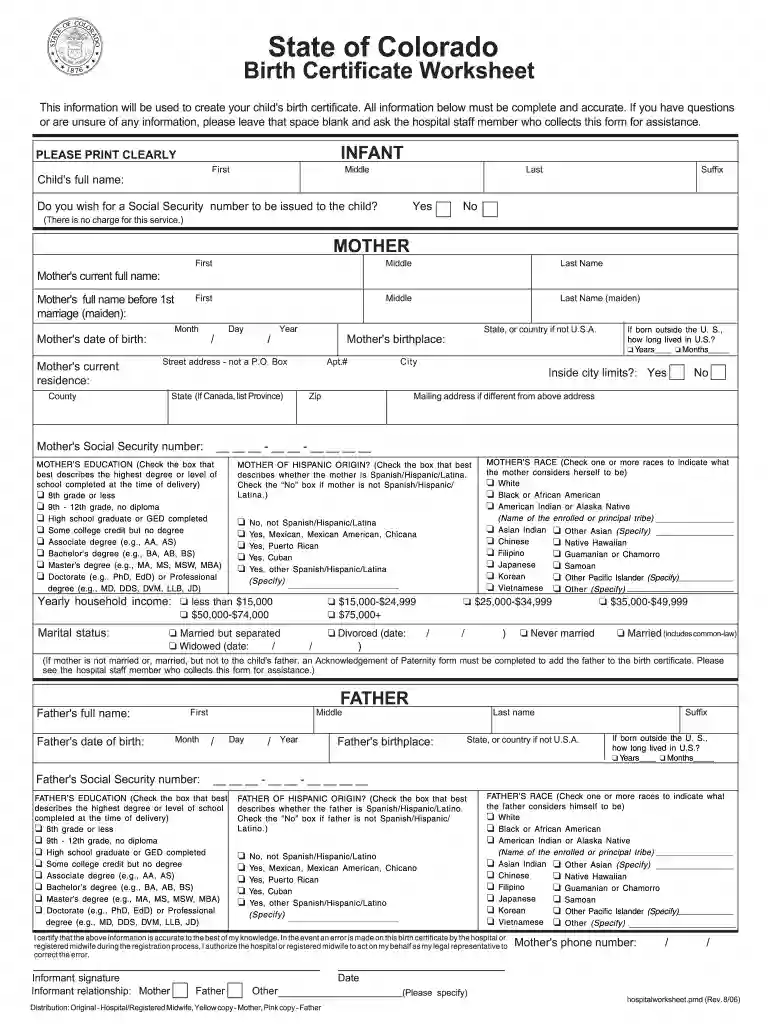 birth certificate worksheet Preview on Page 1
