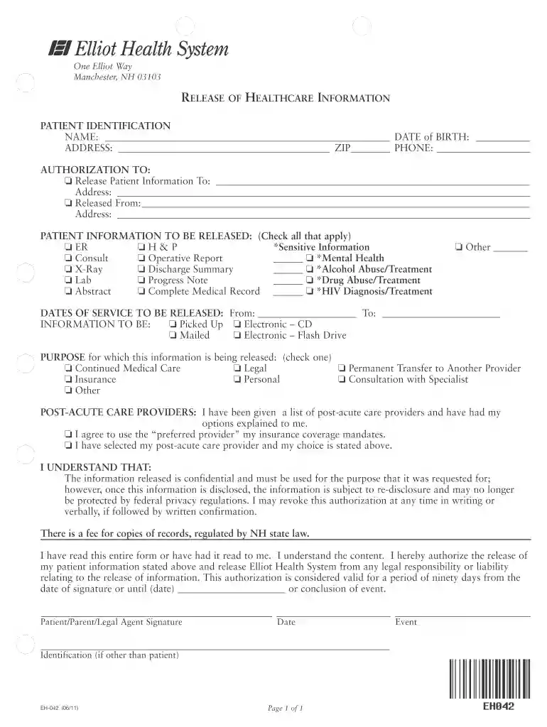 elliot hospital records Preview on Page 1