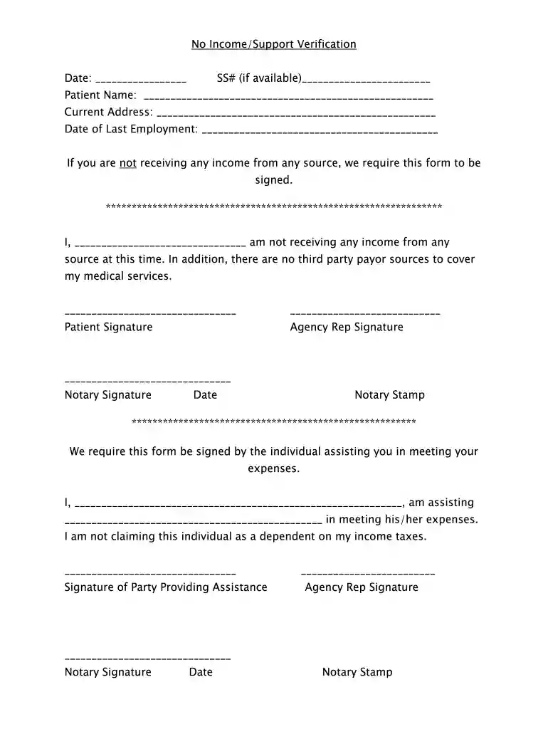 self certified letter of no income Preview on Page 1