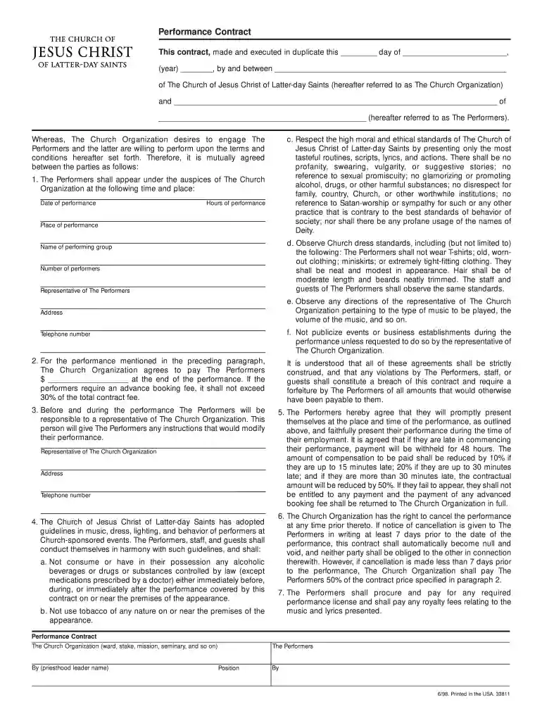 church musician contract template free Preview on Page 1