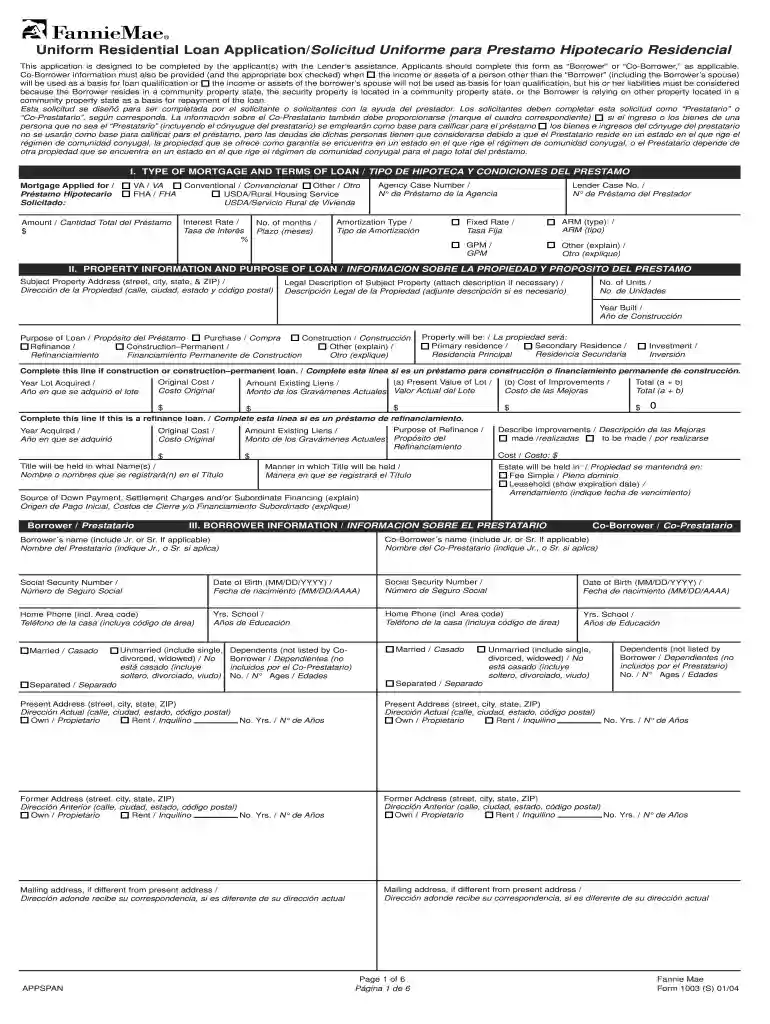 spanish 1003 Preview on Page 1