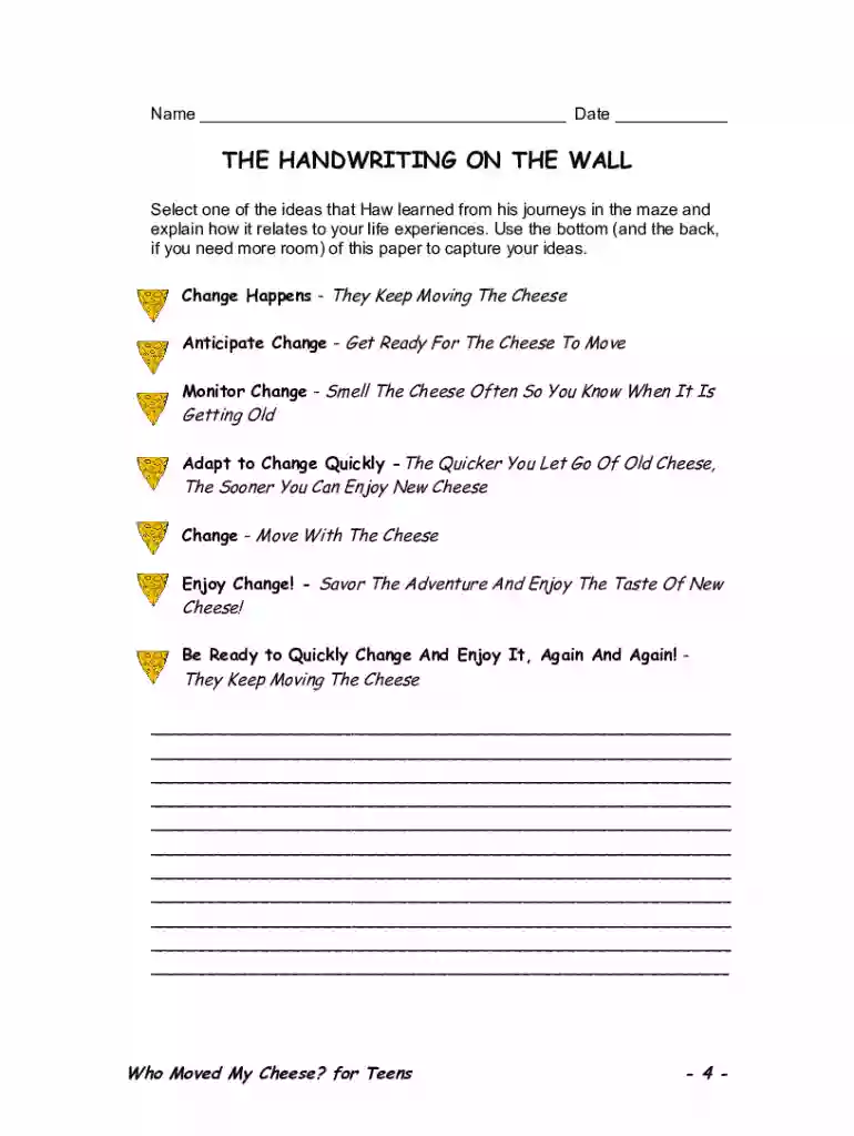 who moved my cheese worksheet pdf Preview on Page 1