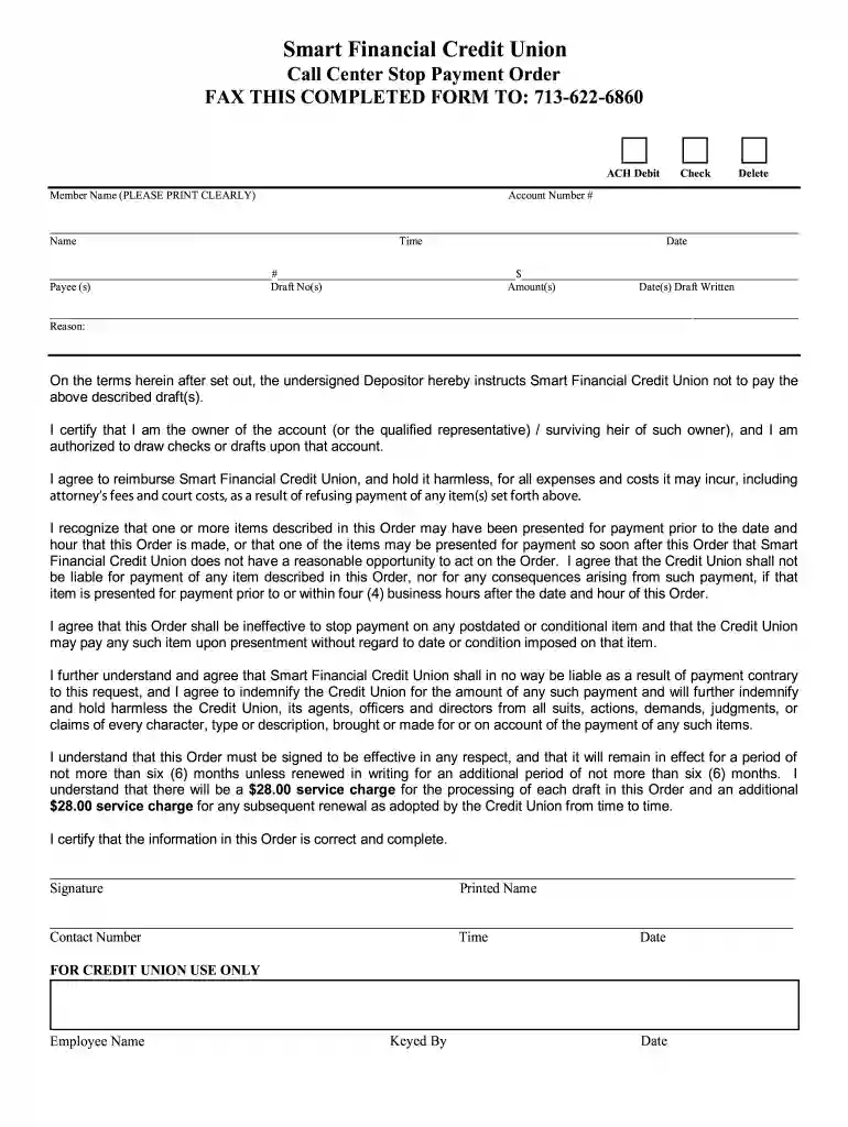 financial stop payment Preview on Page 1