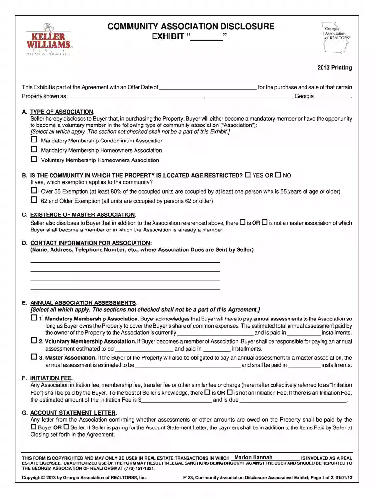 community association disclosure Preview on Page 1