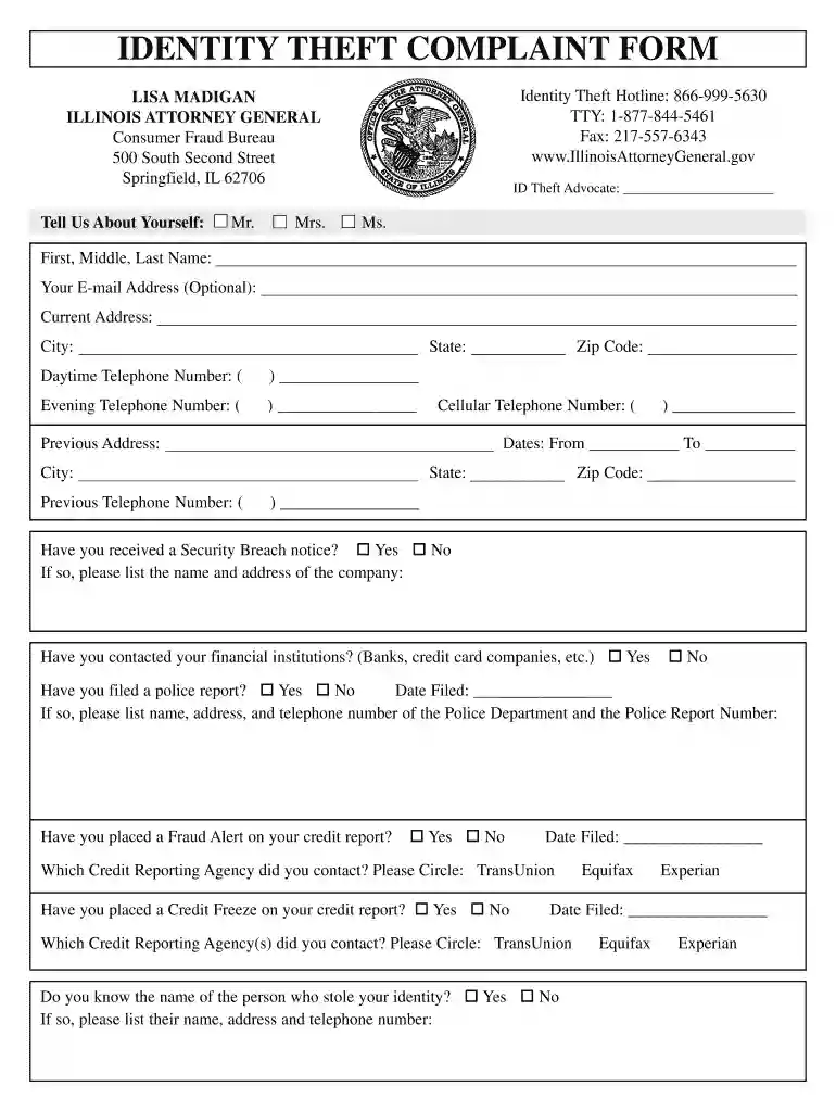 ftc identity theft affidavit pdf Preview on Page 1