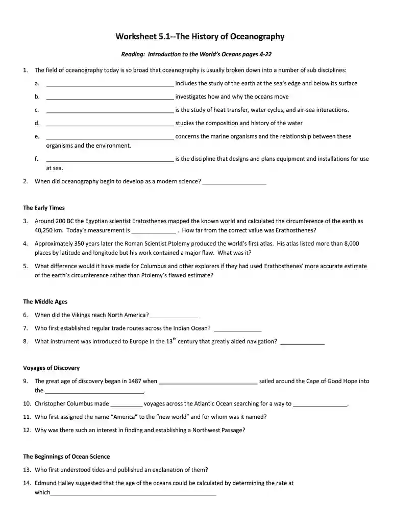 exploring the ocean worksheet answers Preview on Page 1