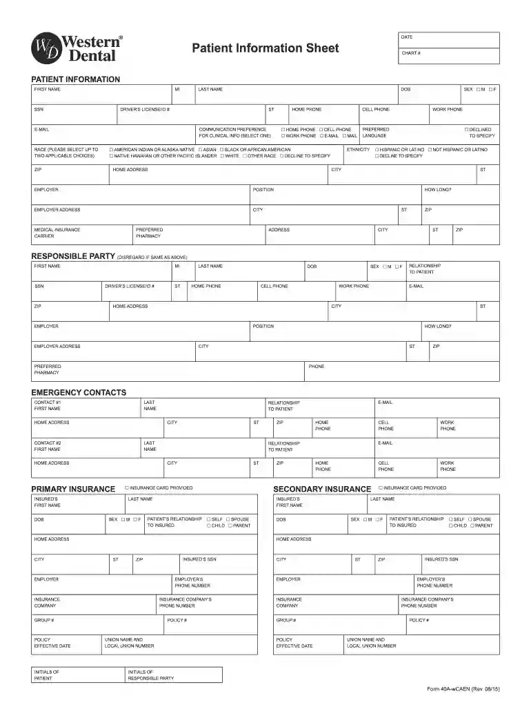 western dental referral form Preview on Page 1