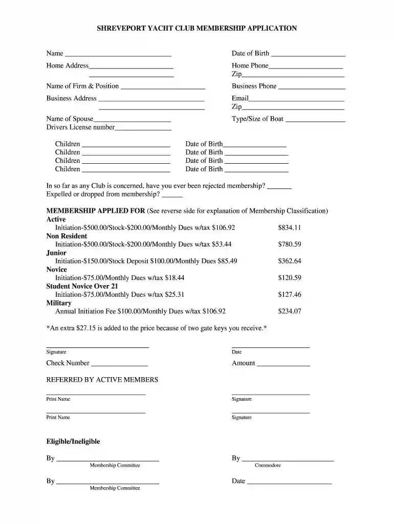 shreveport yacht club membership Preview on Page 1