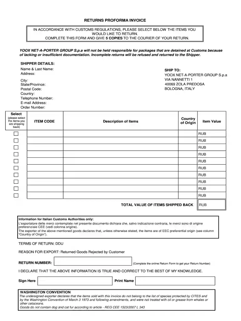 pro forma invoice Preview on Page 1
