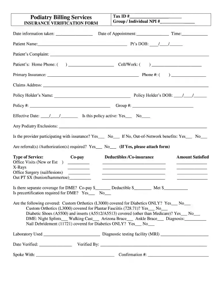 dme insurance verification Preview on Page 1