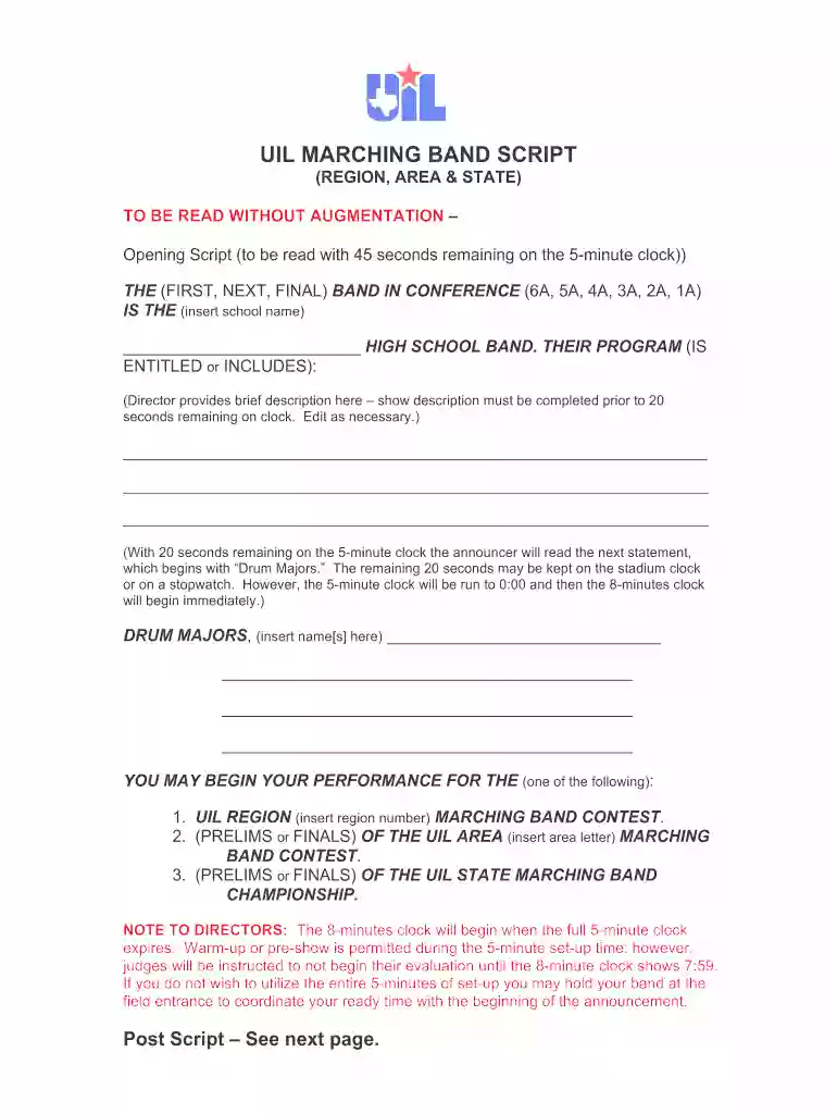 marching band script Preview on Page 1