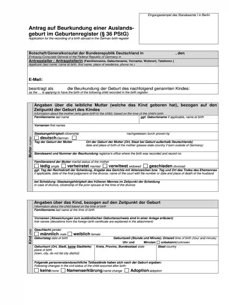 geburtsanzeige formular Preview on Page 1