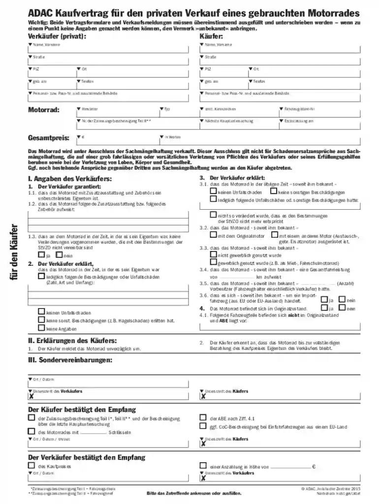 adac kaufvertrag privat pdf Preview on Page 1