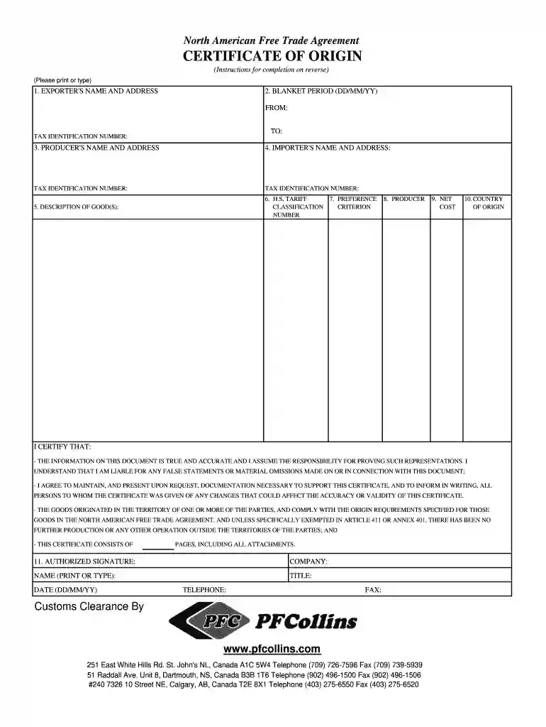 nafta shipping form Preview on Page 1