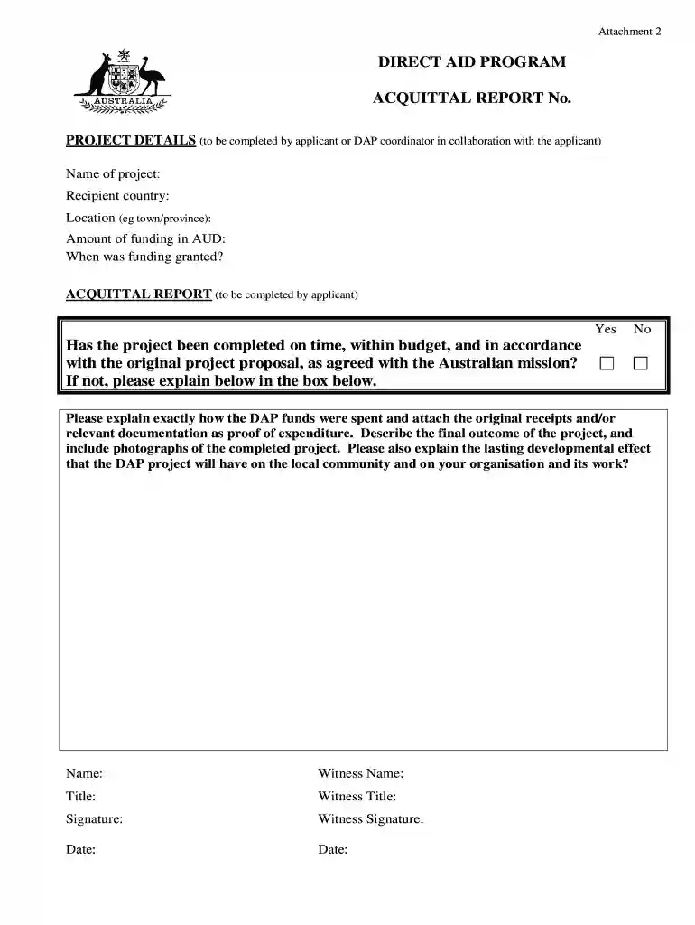 acquittal form Preview on Page 1