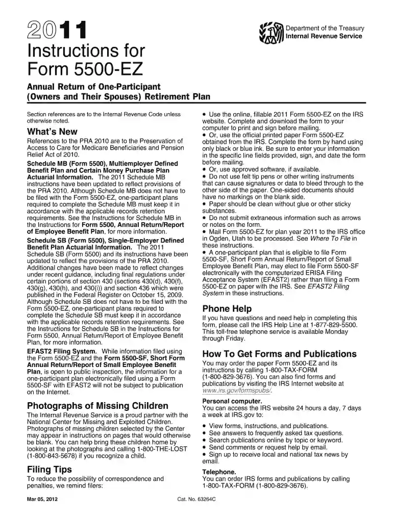 online copy of 2010 5500ez 2011 form Preview on Page 1