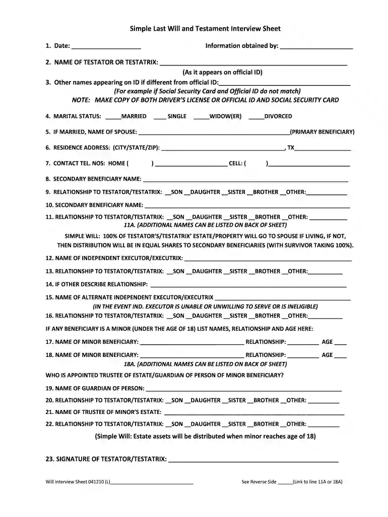 last will and testament example Preview on Page 1