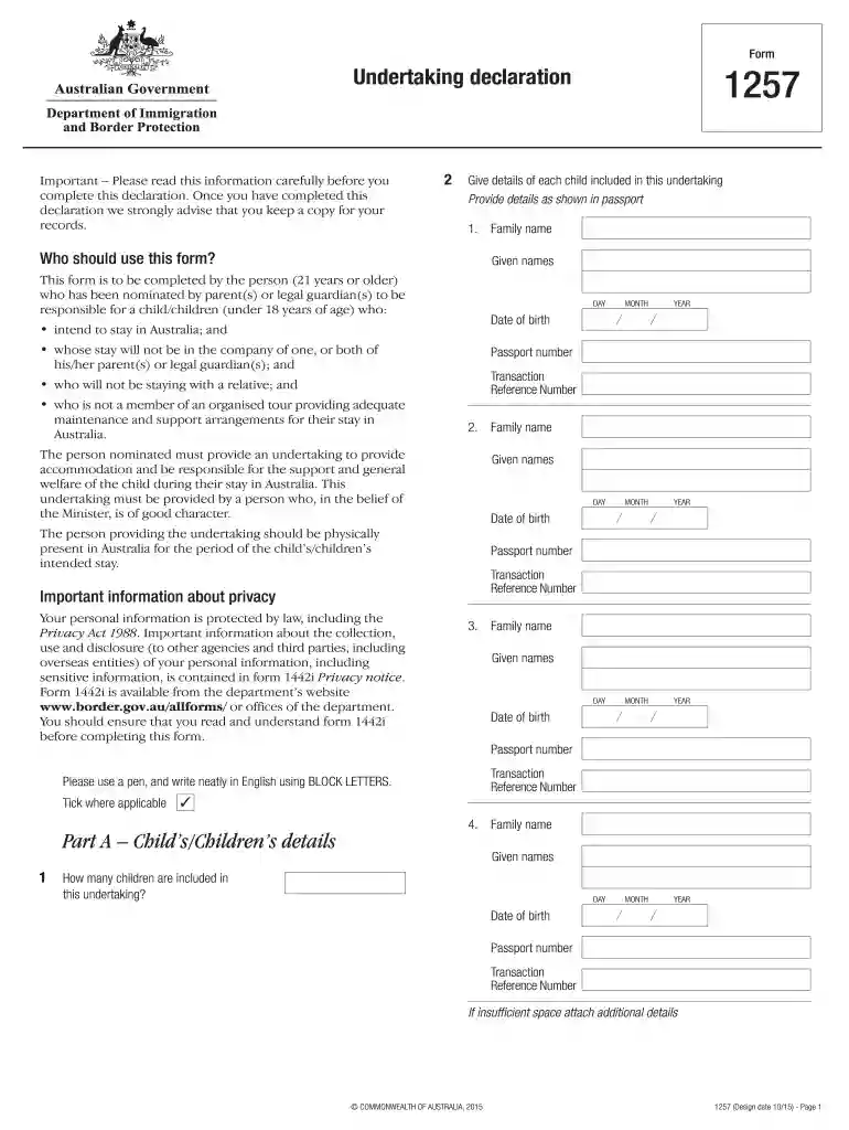 form 1257 Preview on Page 1