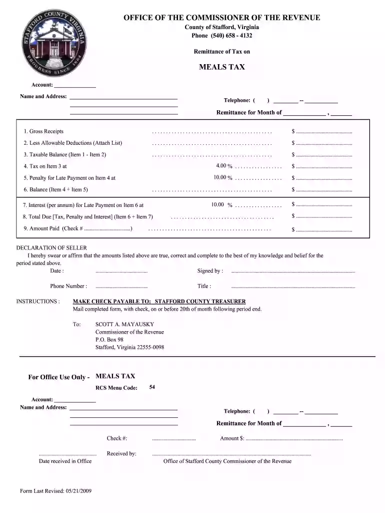 stafford county meals tax Preview on Page 1