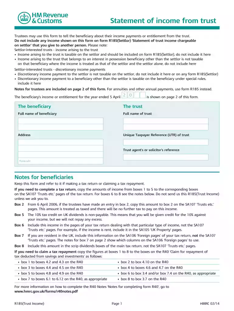 how to complete form r185 Preview on Page 1