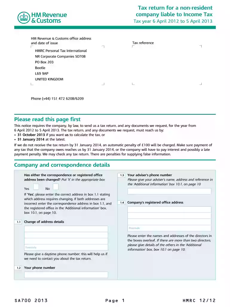sa700 form Preview on Page 1