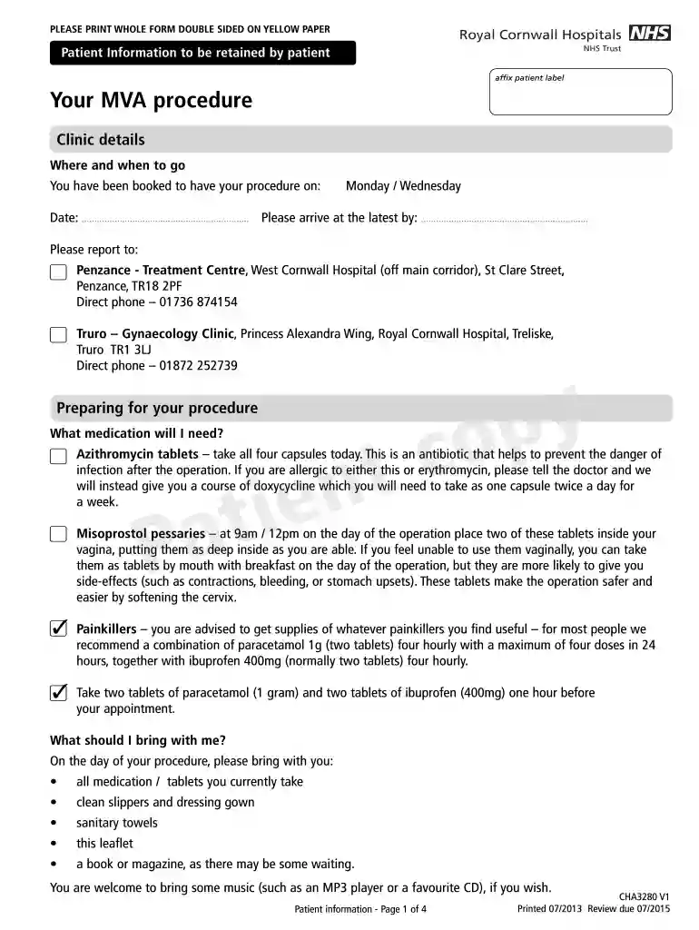 mva procedure video Preview on Page 1