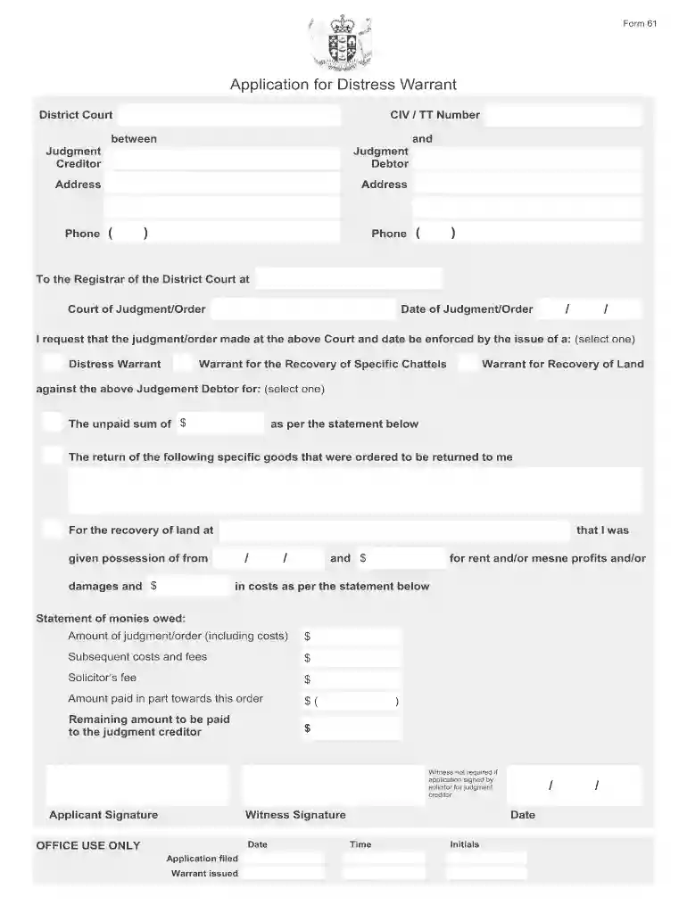 how to cancel distress warrant Preview on Page 1