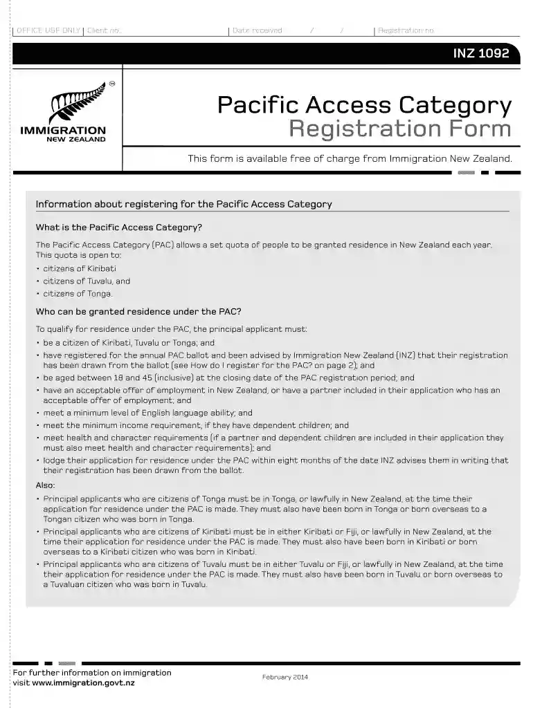 pac application form Preview on Page 1