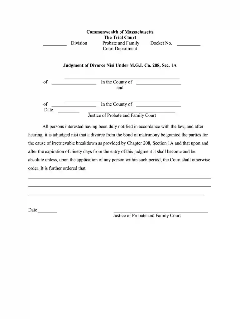 proposed judgement of divorce Preview on Page 1