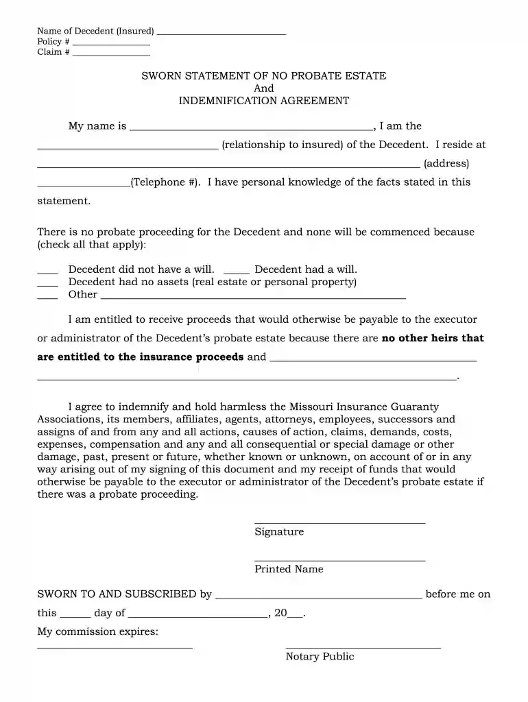missouri probate checklist Preview on Page 1