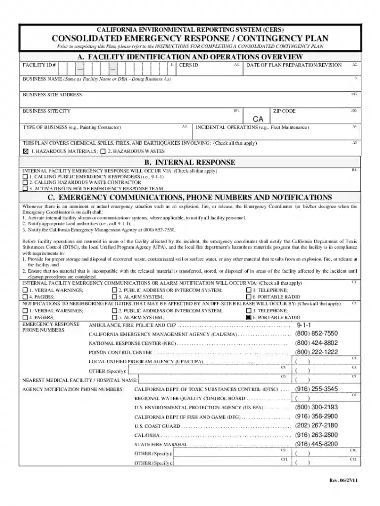 consolidated emergency response contingency plan template Preview on Page 1