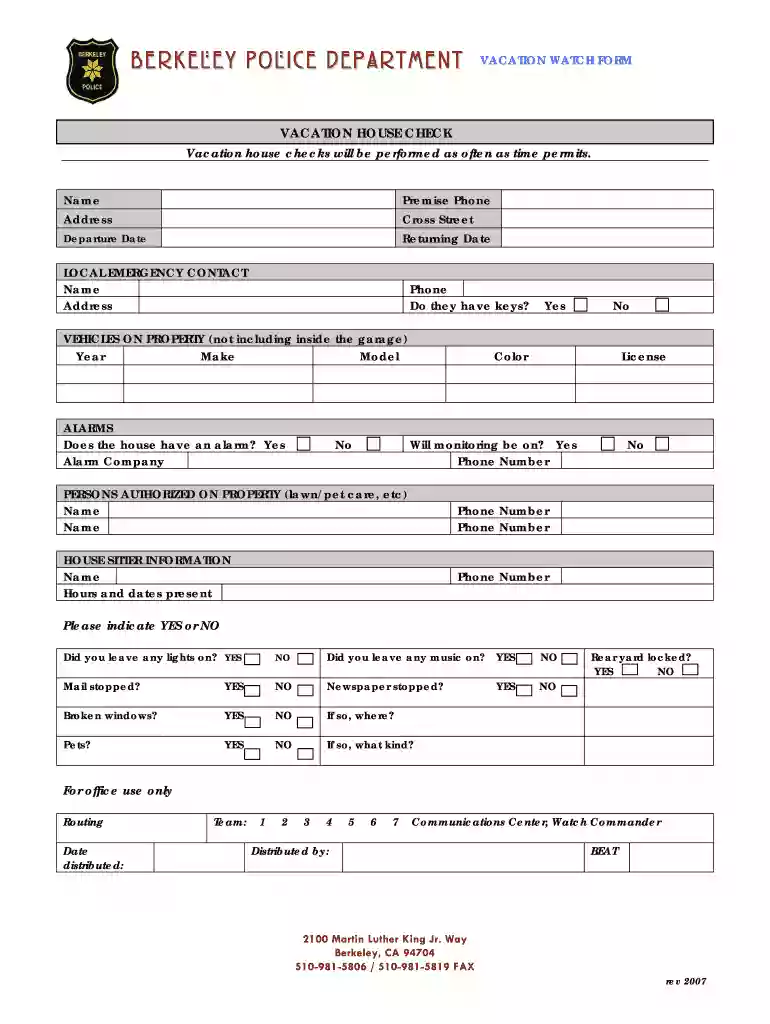 vacation watch form Preview on Page 1