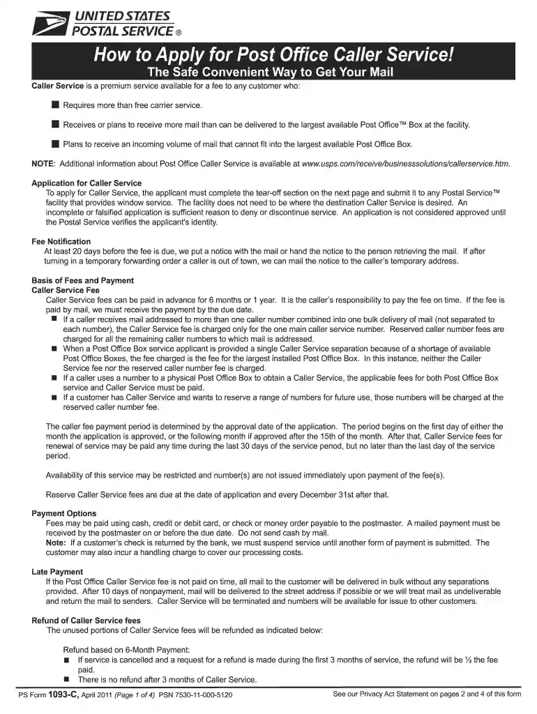 ps form 1093 Preview on Page 1