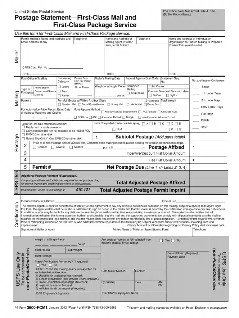 usps form 3600 fcm 2022 Preview on Page 1