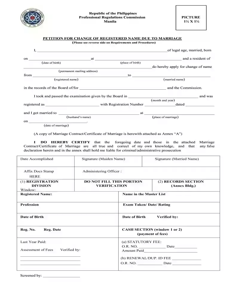 prc change status online appointment Preview on Page 1