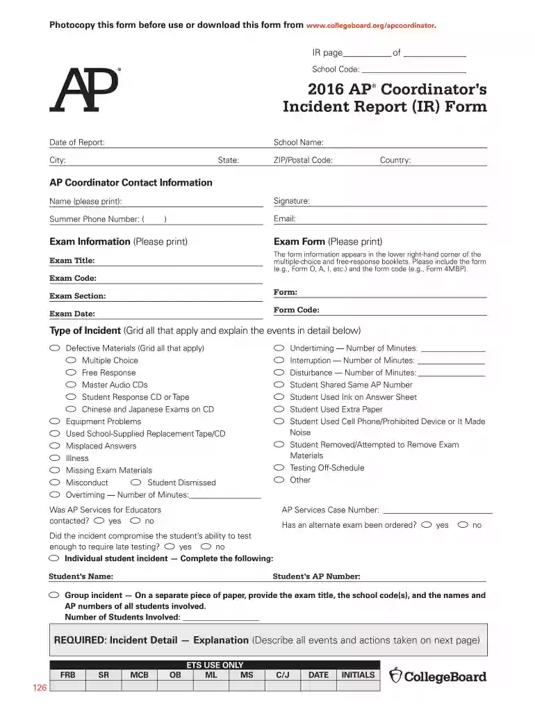 ap incident report Preview on Page 1