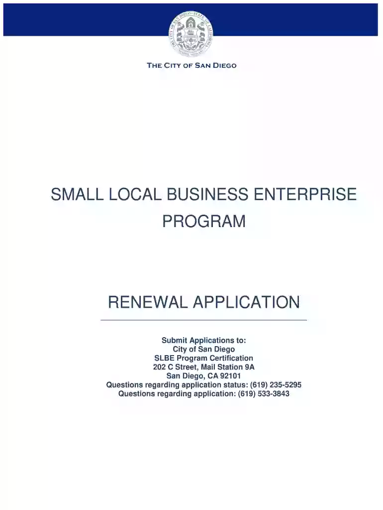 city of san diego slbe application form 2012 Preview on Page 1