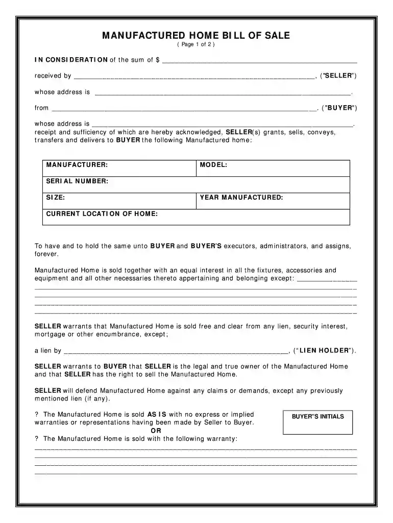 free bill of sale print out Preview on Page 1