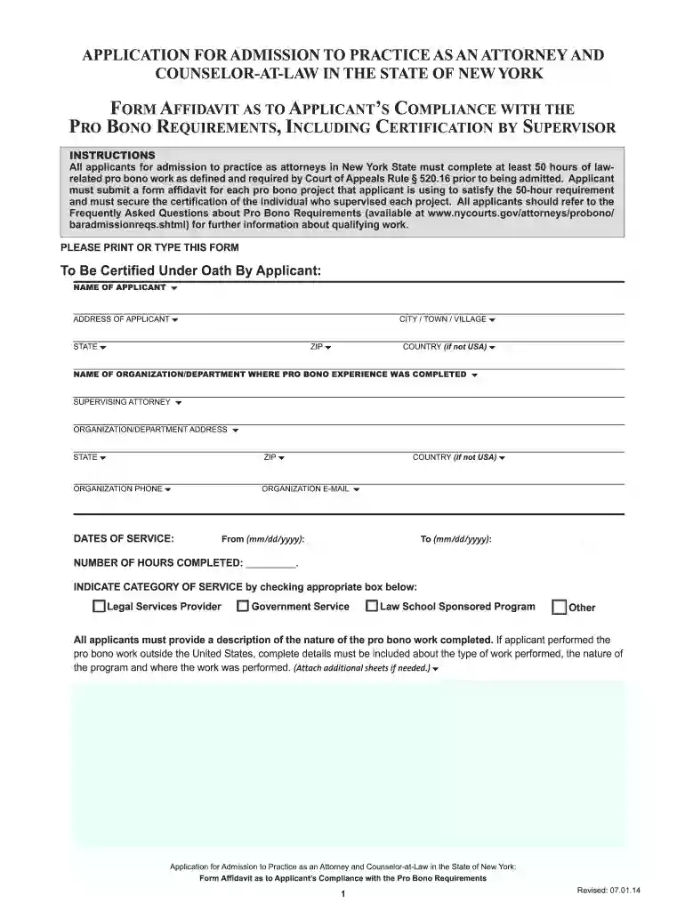APPLICATION FOR ADMISSION TO PRACTICE AS AN ATTORNEY ... - nycourts Preview on Page 1