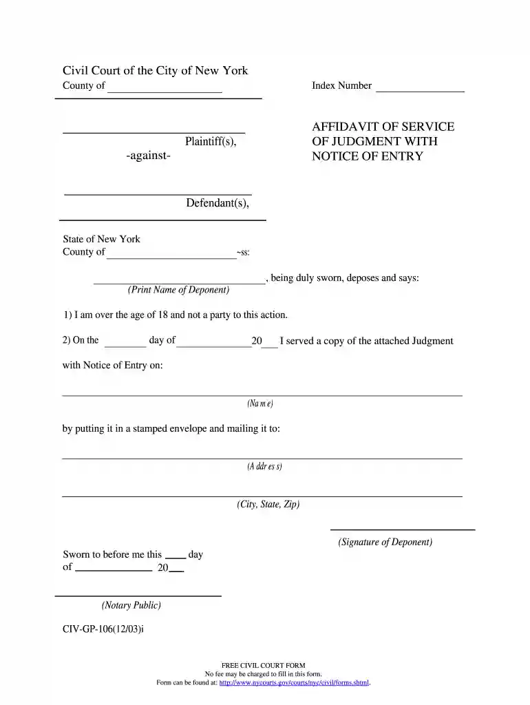 new york civil court forms Preview on Page 1