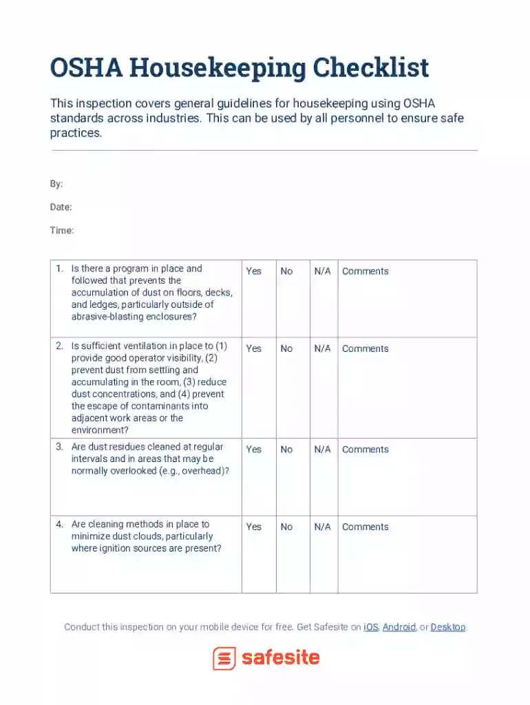 construction housekeeping checklist Preview on Page 1