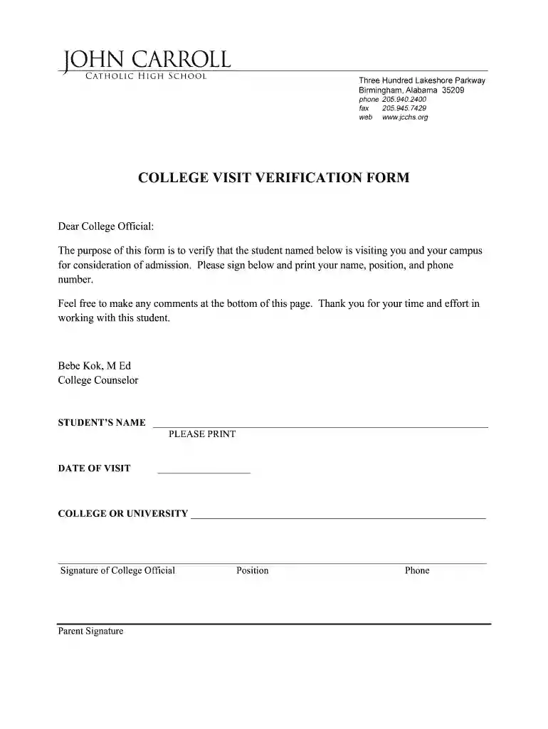 college verification form Preview on Page 1