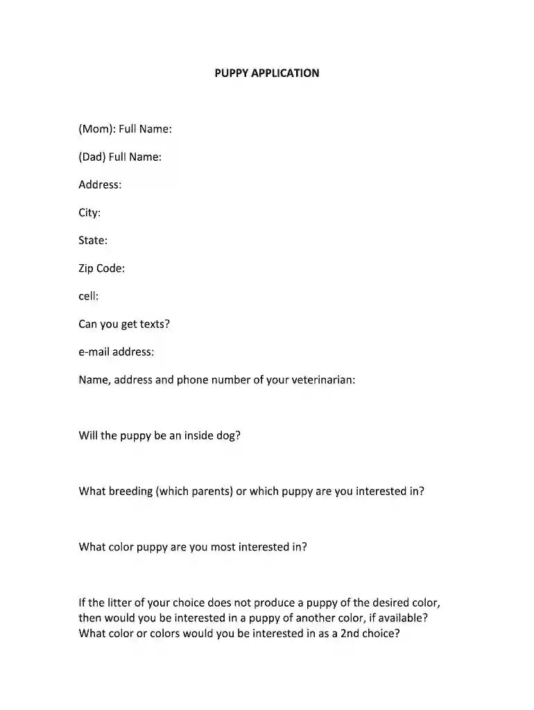 dog mom application Preview on Page 1