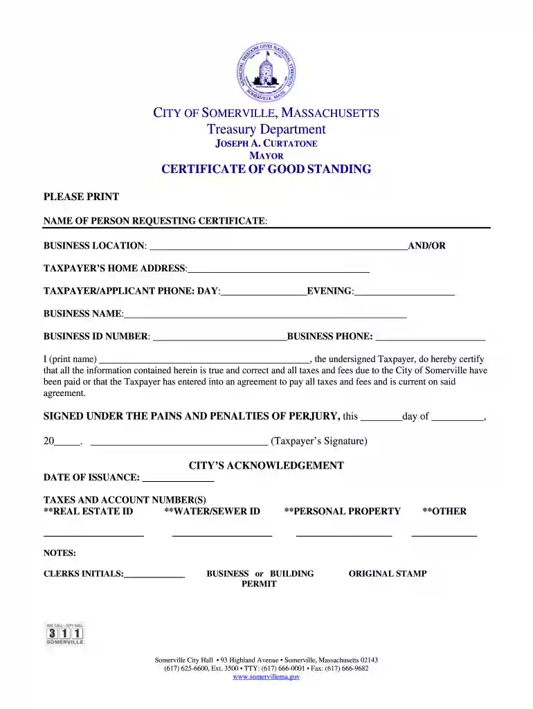 certificate of good standing massachusetts Preview on Page 1