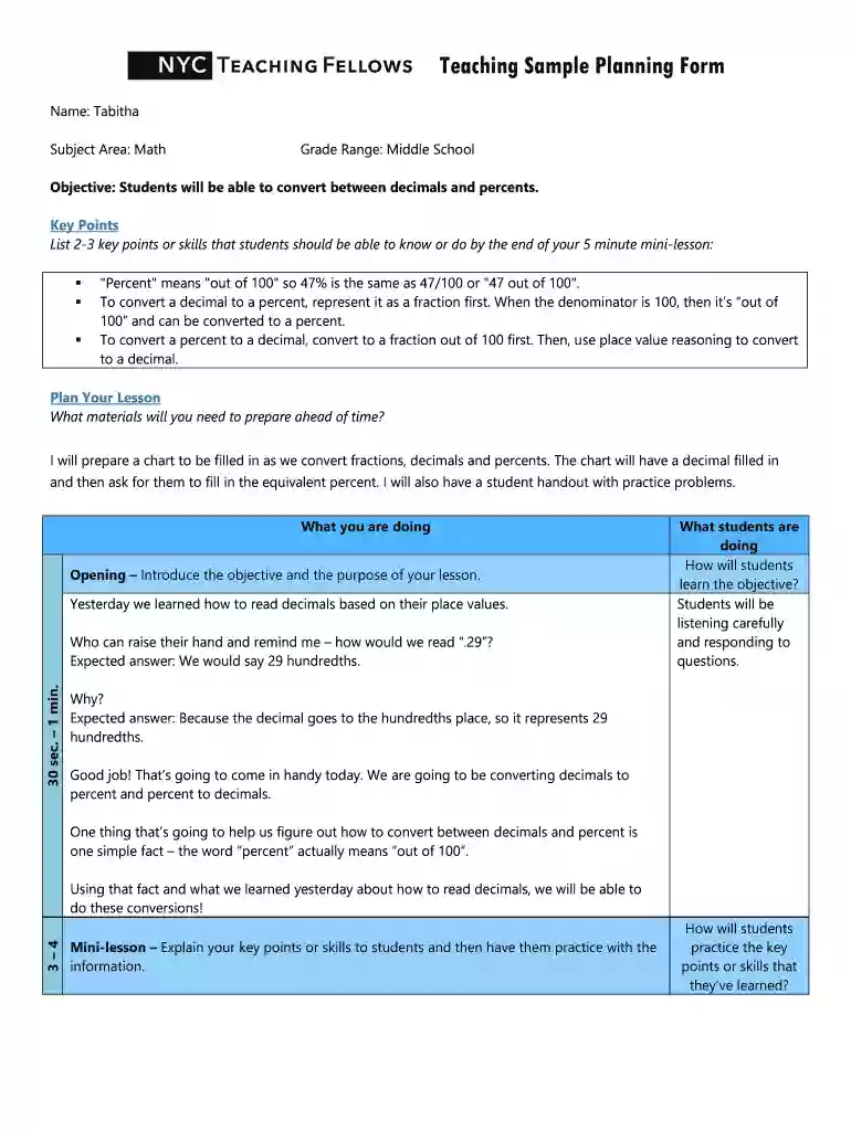 nyc doe lesson plan template Preview on Page 1