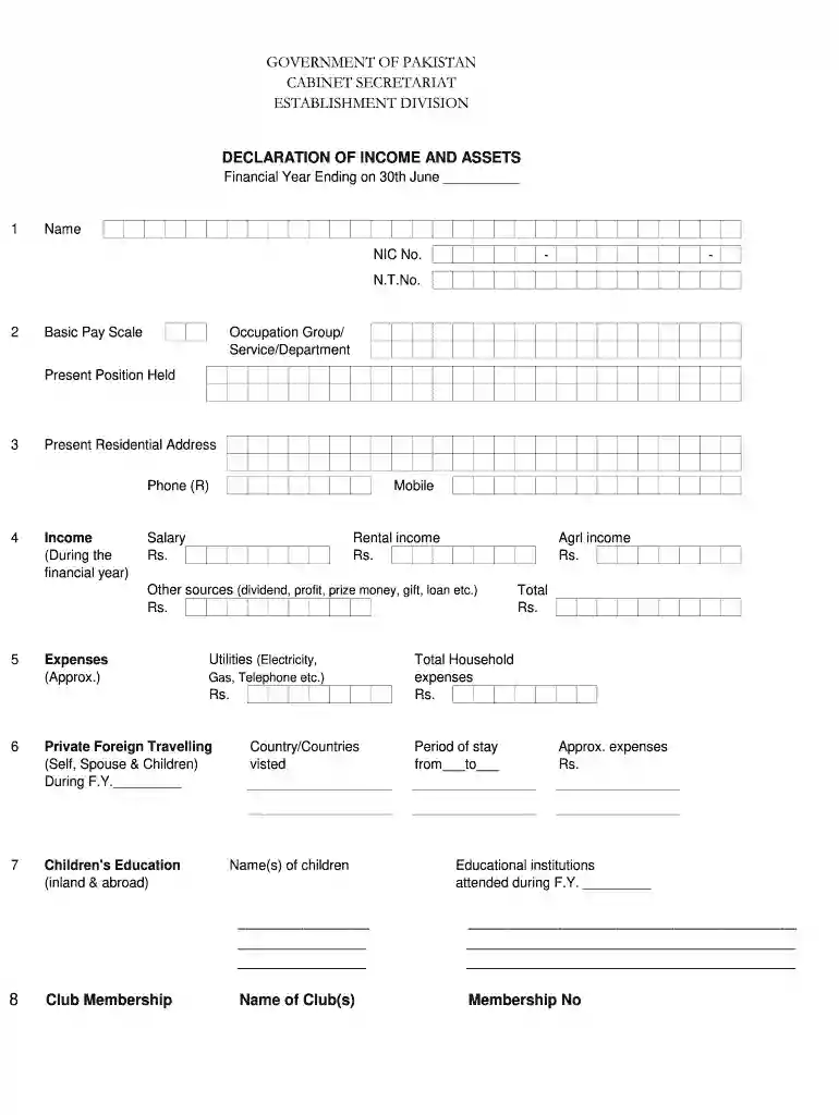 how to fill asset declaration form Preview on Page 1