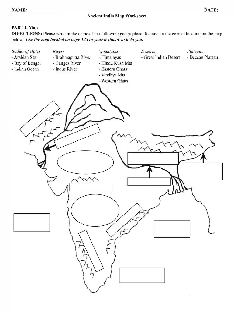 ancient india map worksheet Preview on Page 1