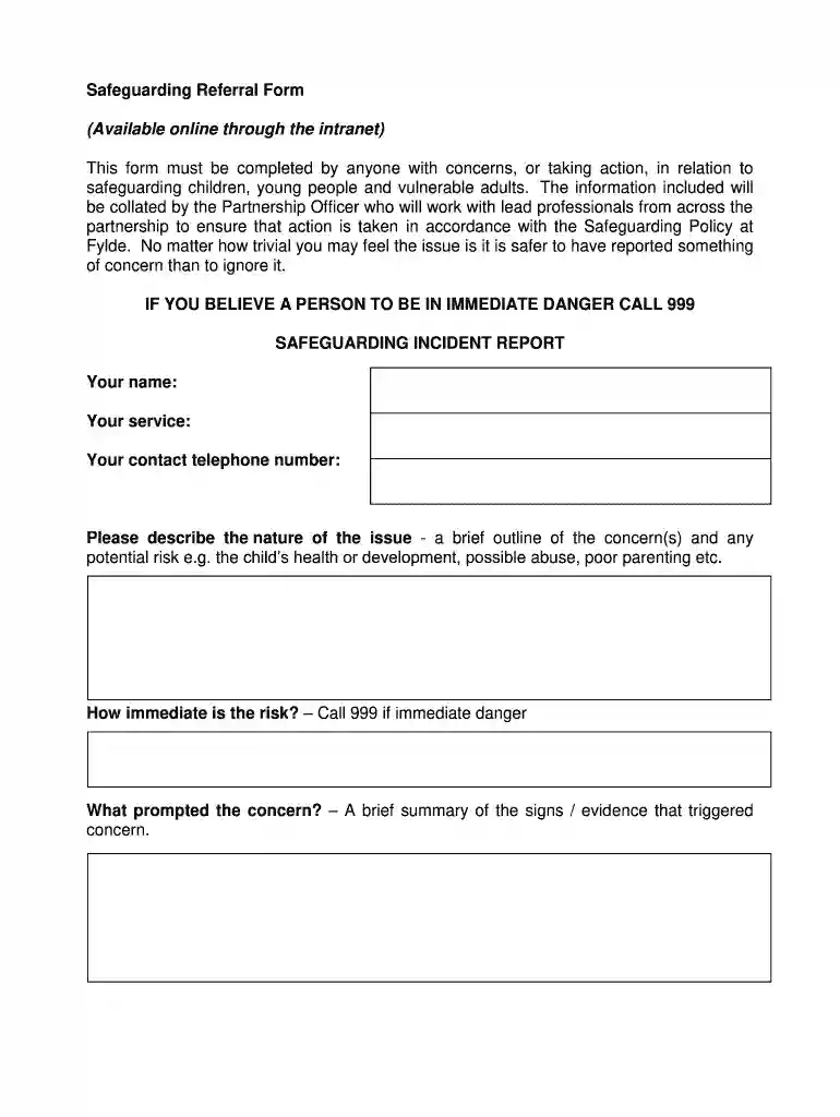 Safeguarding Referral Form - extranetfyldegovuk - extranet fylde gov Preview on Page 1