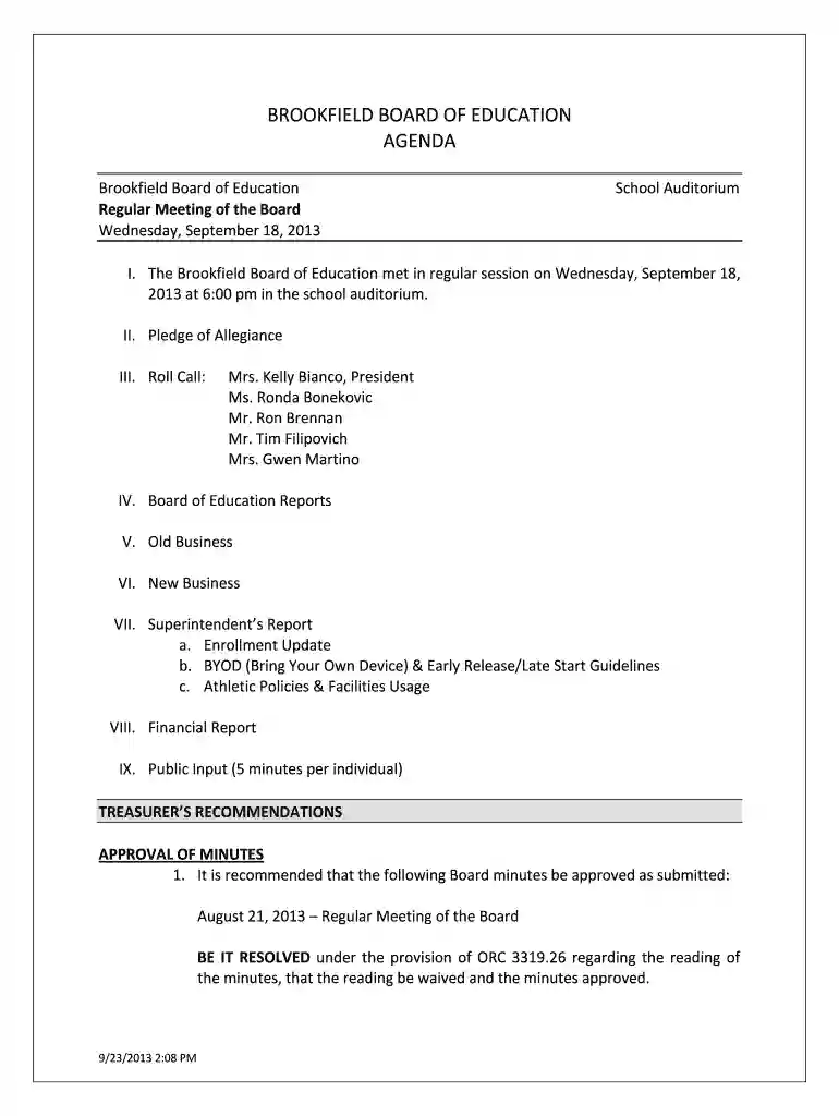 brookfield board of education Preview on Page 1